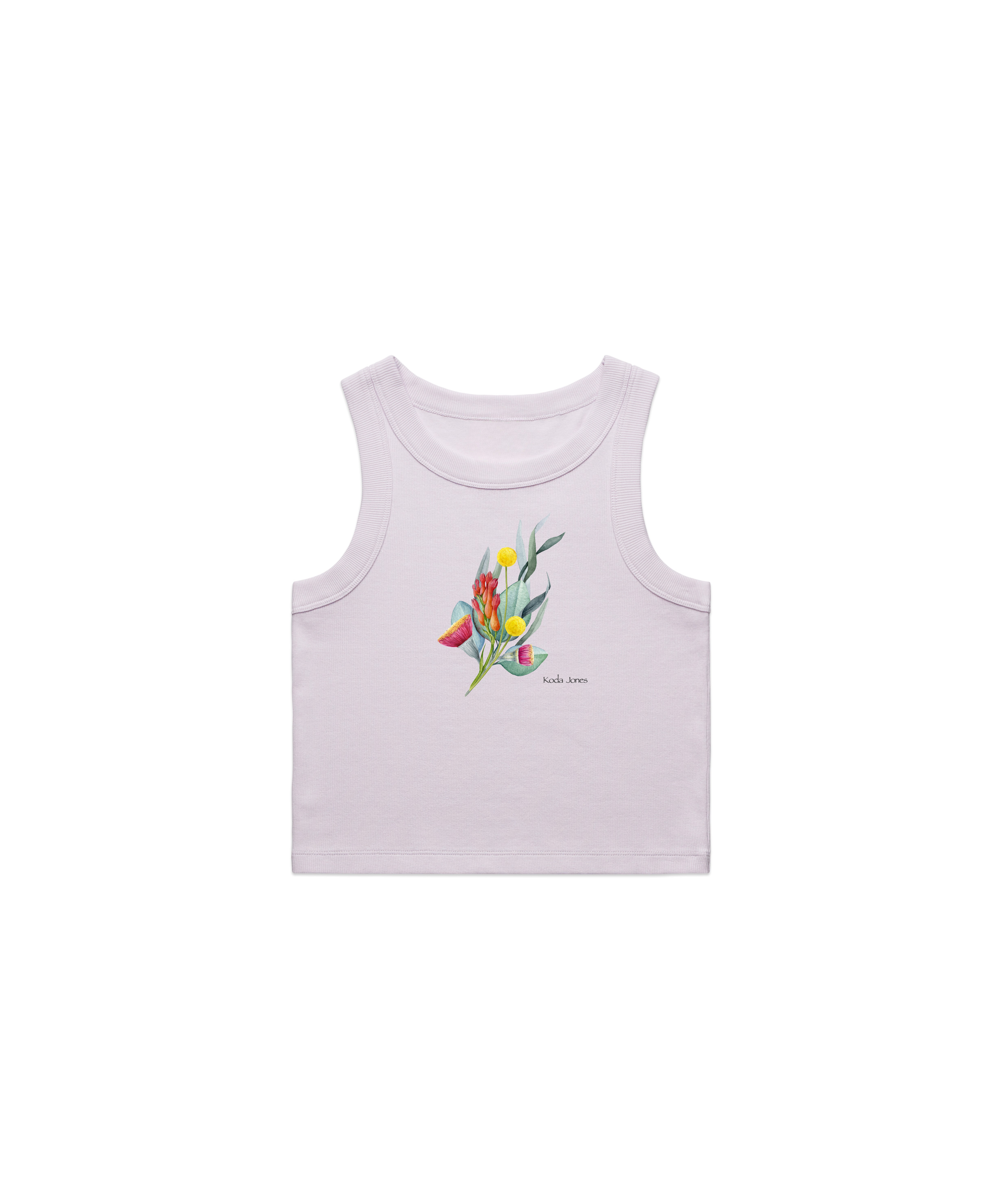 Australian Bush Flora Crop Tank Top, Organic Rib, Native Botanical Shirt