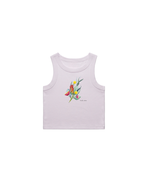 Australian Bush Flora Crop Tank Top, Organic Rib, Native Botanical Shirt