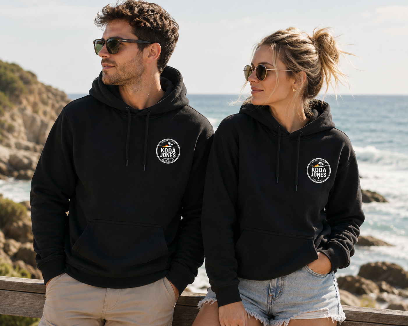 KODA JONES Australia Men's Signature Pocket Hoodie – Black | Premium Coastal Streetwear