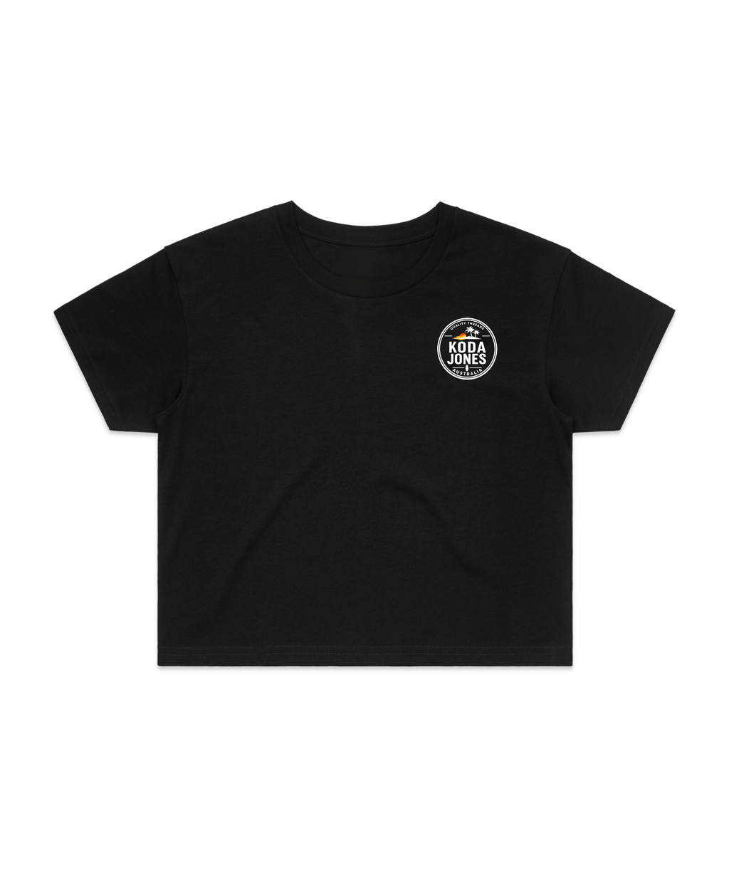 KODA JONES Australia Women's Signature Pocket Crop Top - Black | Premium Coastal Streetwear