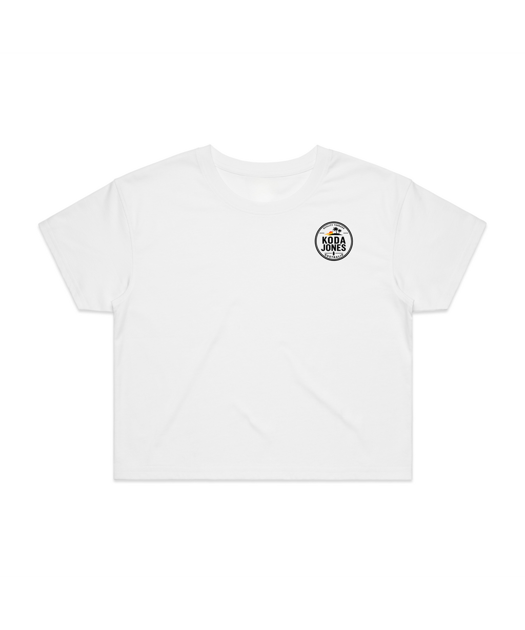KODA JONES Australia Women's Signature Pocket Crop Top - White | Premium Coastal Streetwear