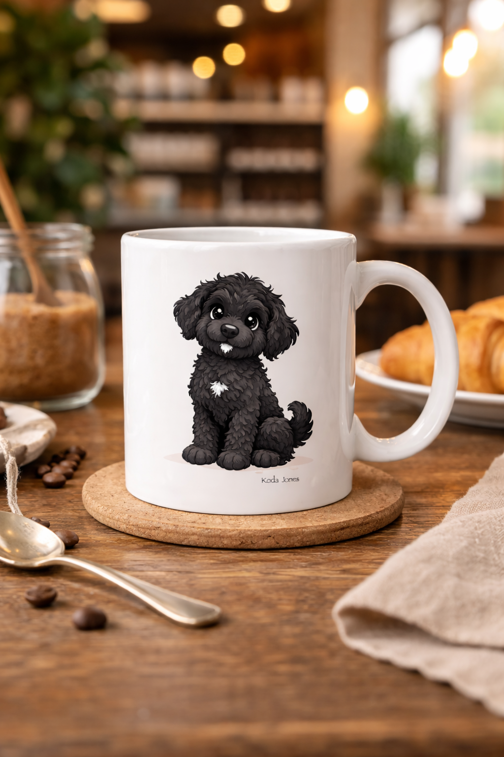 Koda Jones Dog Mug – Cute Black Puppy Coffee Cup | Dog Lover Gift Mug