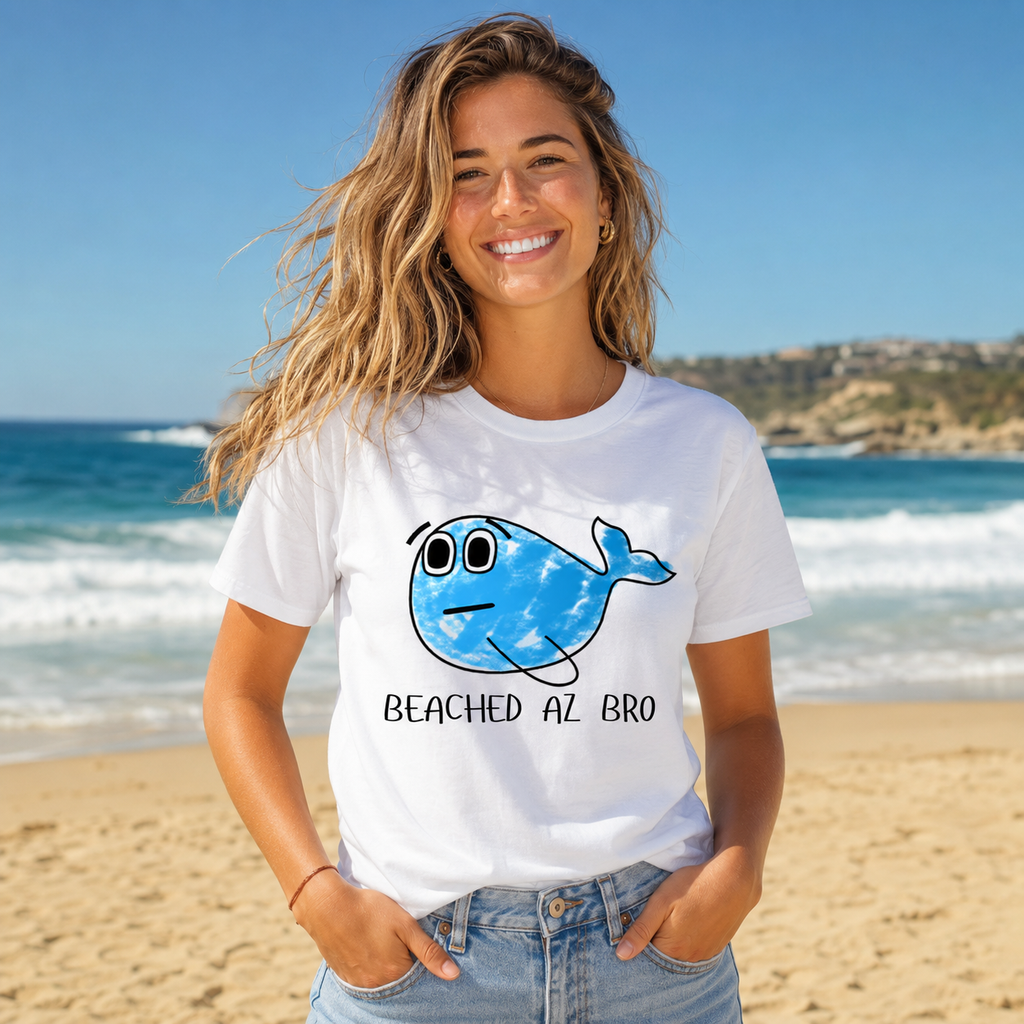 Women’s White “Beached As” Graphic Tee – 100% Cotton