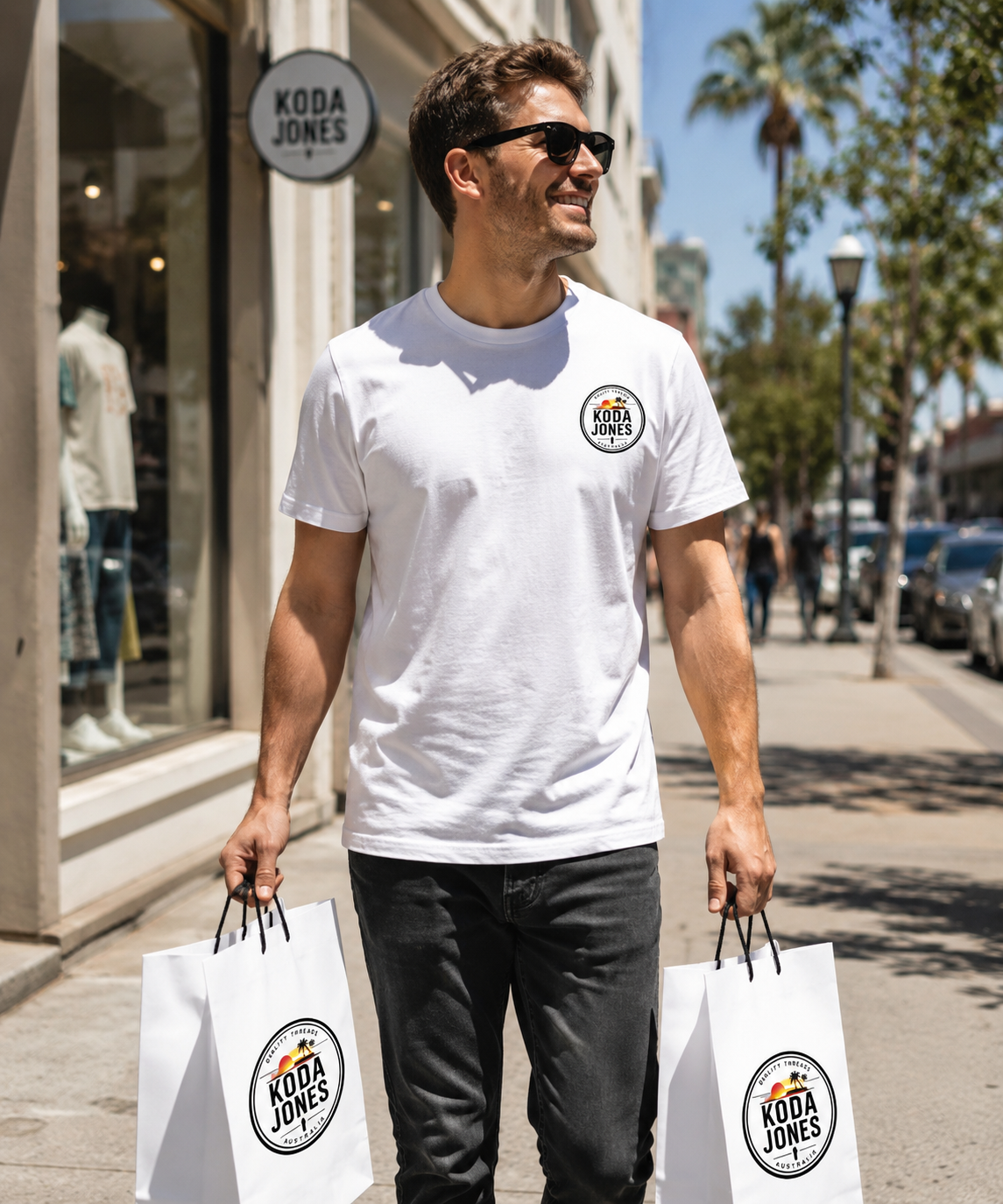 KODA JONES Australia Men's Signature Pocket Tee -White | Premium Coastal Streetwear