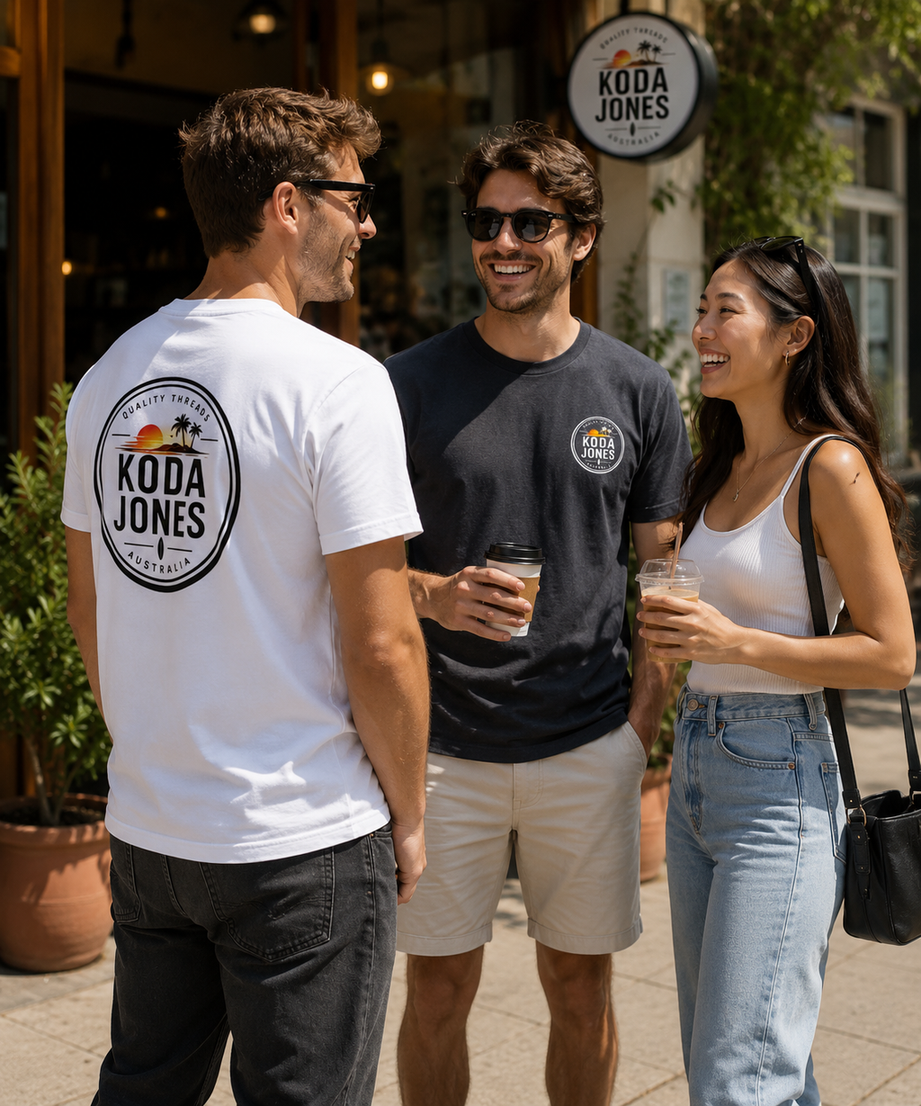 KODA JONES Australia Men's Signature Back Print Tee - White | Premium Coastal Streetwear