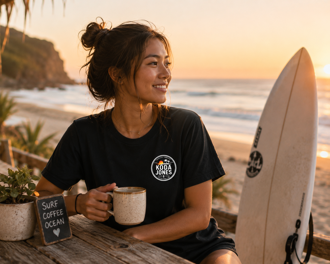 KODA JONES Australia Women's Signature Pocket Tee - Black | Premium Coastal Streetwear